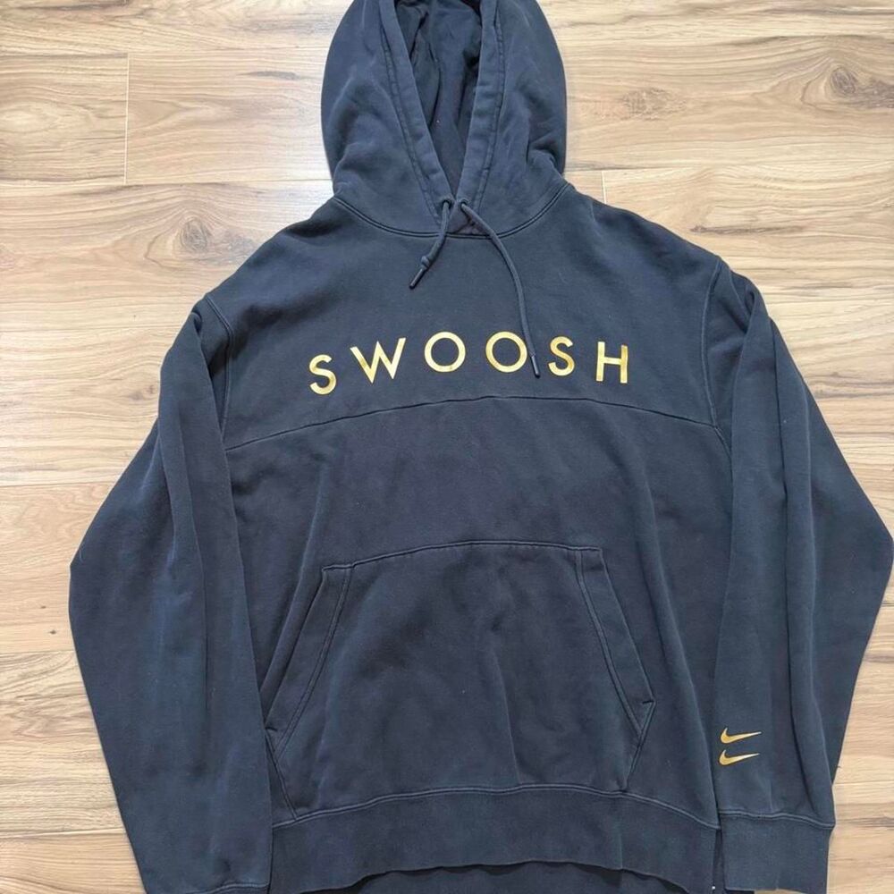 Nike double Swoosh Hoodie spell out Faded graphic Size Large